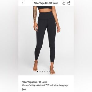 NWT Nike Yoga Dri-FIT Luxe Black Women’s High Waisted 7/8 Leggings